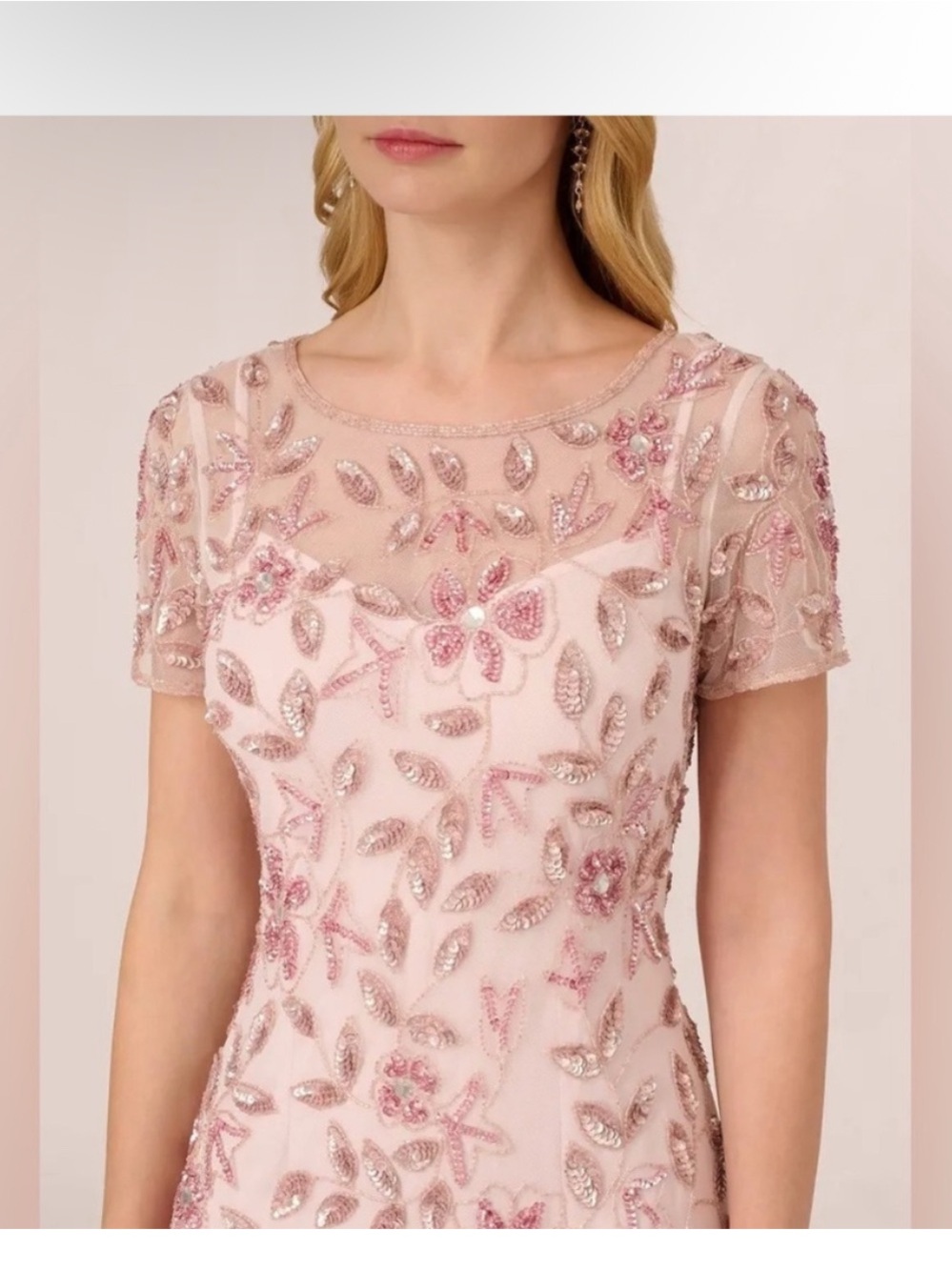 Adrianna Papell Blush Pink Beaded Gown Size 16 NWT Formal Evening Dress MOB GALA - Picture 3 of 16
